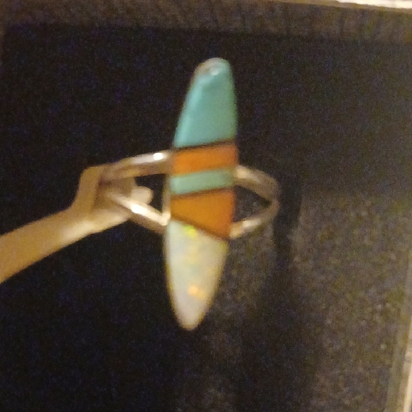 Multicolor Inlay Silver Ring - Picture 3 of 4